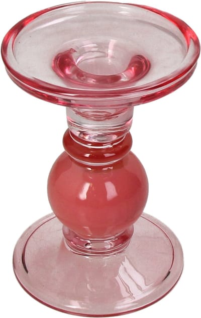 HD Collection Kaarsenhouder Glas Roze 9x9x13cm