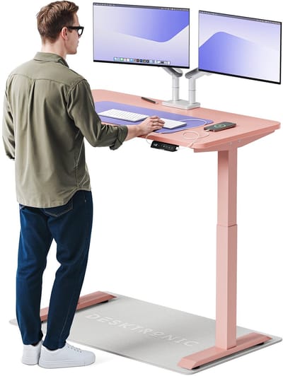 Desktronic HomeOne Zit-sta Bureau Elektrisch In Hoogte Verstelbaar, 120x60 cm Roze/Roze, Stille Dubbele Motor, Hoogte 72-119cm