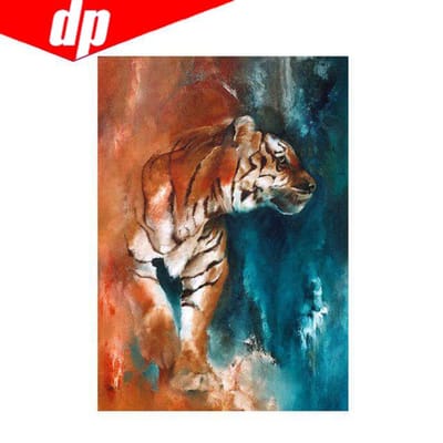 Dierlijke tijger diamant borduurwerk 5D DIY diamant schilderij kruissteek foto volledige ronde diamant 20X30 black