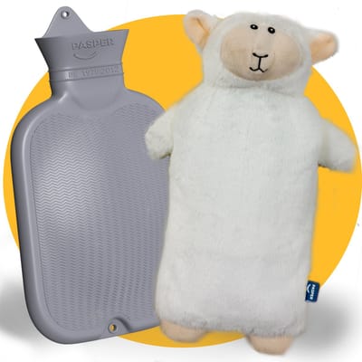 Pasper XXL kruik met hoes 3.5 liter - naadloos ontwerp - warmwaterkruik - 8 uur warmte - schaap - kruikzak
