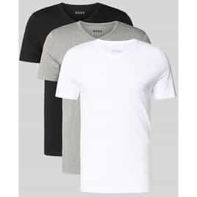 HUGO BOSS Classic T-shirts regular fit (3-pack) - heren T-shirts V-hals - wit - grijs - zwart