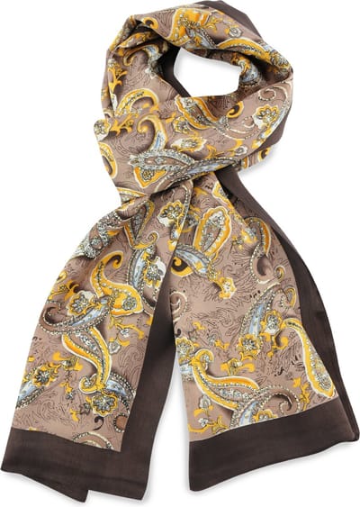 We Love Ties - Sjaals - Herensjaal Vico di Seta - bruin / geel / lichtblauw / wit