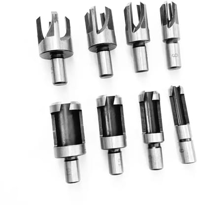 DW4Trading Proppenboor Houtproppen Boorset 8 Delig Koolstofstaal Deuvel Maker Tool - Schacht 10mm - Houtplugsnijderset