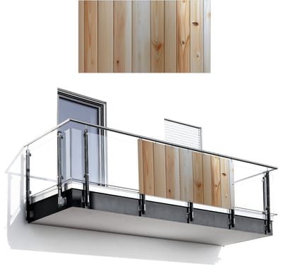 Balkonscherm 200x110 cm - Balkonposter Hout - Planken - Licht - Balkon scherm decoratie - Balkonschermen - Balkondoek zonnescherm
