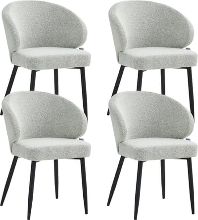 Colenis® - Ruby Eetkamerstoel - Set Van 4 – Ecru – Bouclé - Design