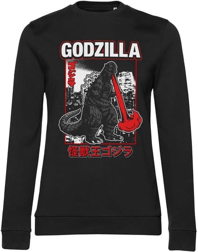 Godzilla - Atomic Breath Girly dames-sweatshirt, zwart