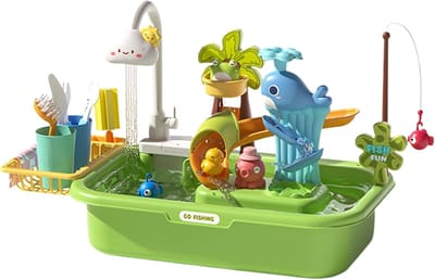 Kindertafel - Waterspeelgoed - Buiten spelen - Met pomp - 54 x 34 x 29 cm - Groen