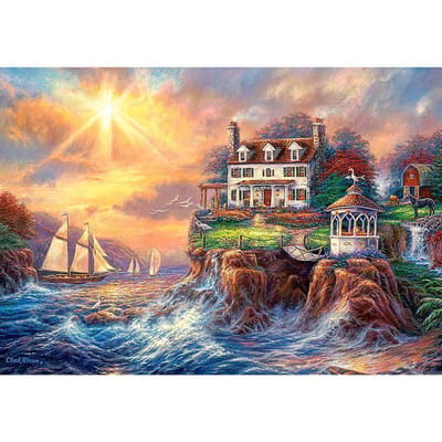 Diamant borduurwerk zonsondergang rivierzicht ronde Diamond mozaïek schilderij Stitch Crystal Diamond schilderij 20X30CM beige