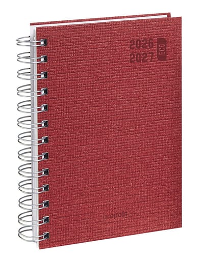 Brepols agenda 2026-2027 - ECO DECO - Schoolagenda - 1 dag per pagina - Wire-O - Dagoverzicht - Rood - 11.5 x 16.9 cm