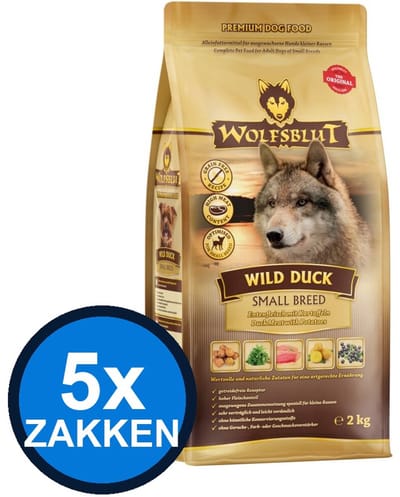 5x Wolfsblut - Adult Wild Duck Small Breed - Hondenvoer Droogvoer - 2 kg