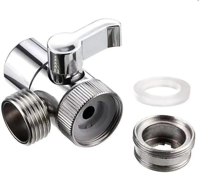 Omstelkraan - 3-weg omstelkraan - Omstelkraan Douche - Kraan Splitter - Waterverdeler - Kranen Schakelaar - Met M22 naar M24 kraanadapter - Voor Badkuip en Douche, Wastafel - G1/2 - Zilver