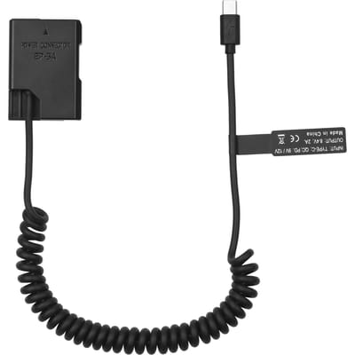 Andoer EN-EL14 Dummy-batterij USB-C-koppelingsadapter Dummy-batterijkoppeling met USB Type-C-veer zwart