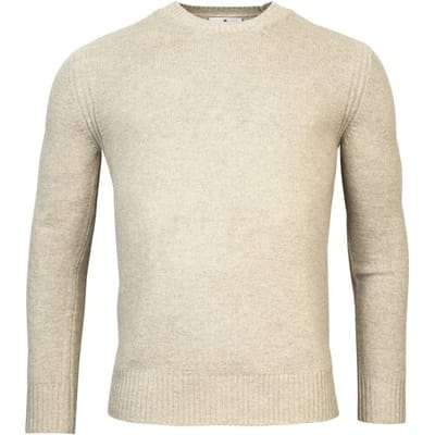 Thomas Maine Trui Crew Neck Single And Rib Knit Combintation Yak Merino Blend Soft Green / male