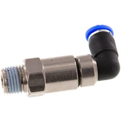 6mm & R1/4'' L-stuk Hoge Snelheid Draaidoorvoer Insteek Buitendraad Vernikkeld Messing/PBT NBR