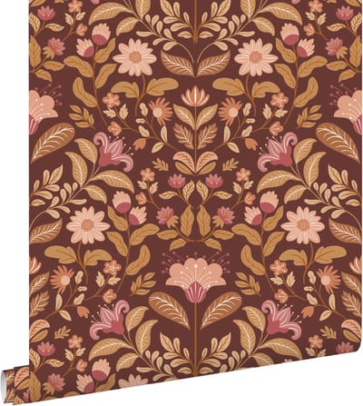 ESTAhome behang vintage bloemen mauve paars en groen - 50 x 900 cm - 131895
