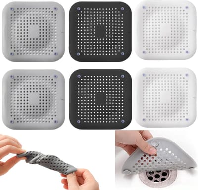 6 stuks - Afvoerfilter - Afvoerfilter - Haarfilter - Zinkfilter voor Keuken, Douche, Badkamer - Wit, Grijs, Zwart