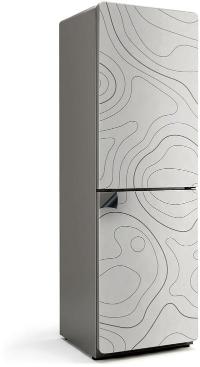 Wallfluent Magnetische Koelkastmat - Abstracte golvende lijnen Koelkast Magneet Sticker - 60 cm x 190 cm - Grijs Magnetische Koelkastmat - Magneetfolie Koelkast - Magneet Poster Voor Koelkast - Herbruikbare Magneetmat Koelkast