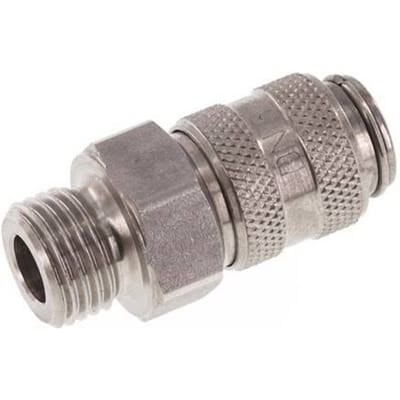 RVS DN 5 Luchtkoppeling Snelkoppeling G 1/4 inch Buitendraad Double Shut-Off - CLS5-M-S-SV-014