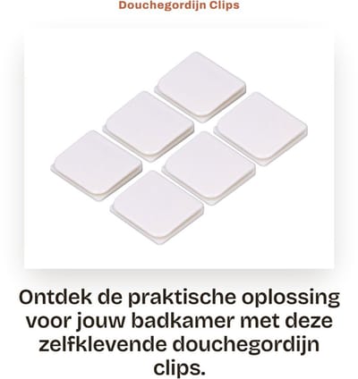 Dailygoods- Douchegordijn Clips Zelfklevend - 6 Stuks - Douchespatklemmen - ABS - Wit - 4,5x5 cm - Badkamer Bescherming