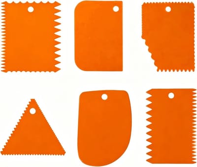 Set van 6 deegschrapers voor bakken, deegbewerking en keukenaccessoires - Oranje