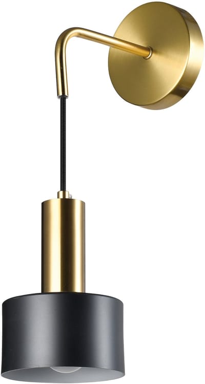 QUVIO Wandlamp - Wandlampen - Wandlamp zwart - Wandlamp goud - Wandlamp rond - Ronde wandlamp - Wandlamp goud zwart - Metaal - Goud - zwart