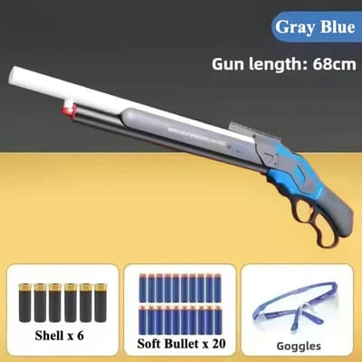 Pistolet Jouet M1887 à Douilles Éjectables Lanceur Manuel Modèle Cadeau de Noël Anniversaire pour Enfants Adultes gray