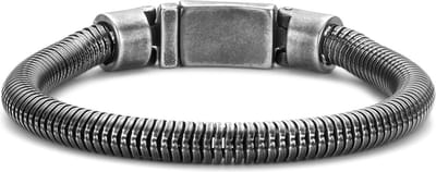 Frank 1967 7FB-0615-20 Stalen Armband - Heren - Slang schakel - 6,5 mm Dikte - Stalen Slot - 10,7 mm Breed - 20 cm - Atraciet