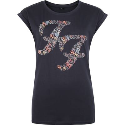 Foo Fighters T-shirt - Logo Crystals - S tot XXL - voor Vrouwen - navy