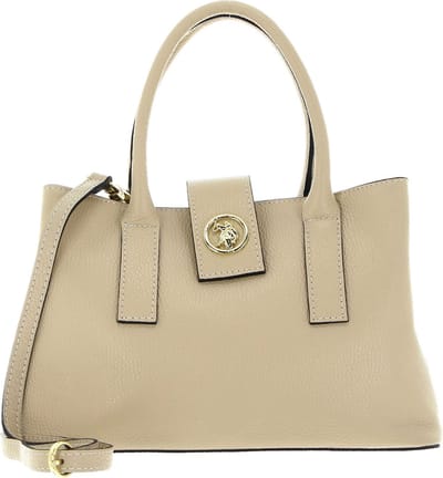 U.S. POLO ASSN. Leren Handtas Schoudertas Arlington Double Handle Bag Beige