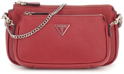 GUESS schoudertas handtas Noelle II Double Pouch Crossbody Bag Garnet donkerrood