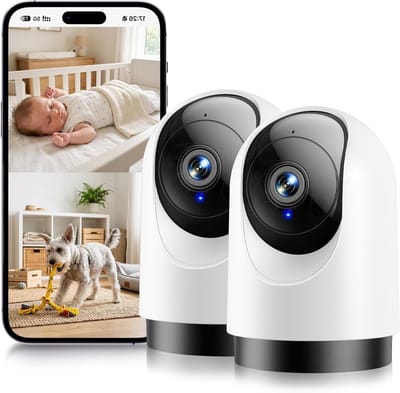 Binnen Beveiligingscamera - Thuiscamera Set - Huisbewaking - 360 Graden Monitoring - 2 Stuks - Wit
