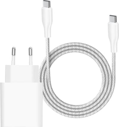 20w usb C power adapter - met usb C kabel - snellader - usb C naar usb C - wit - 2m