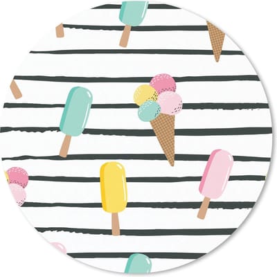 Muismat rond 20x20 cm - Mousepad IJs - Zomer - Patroon - Ronde muismatten