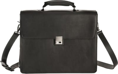 HAROLD'S Leren business tas laptoptas met laptopvak Country Notebook Briefcase Black zwart