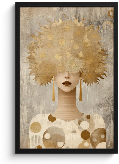 Poster in lijst - Fotolijst 40x60 cm - Posters - Goud - Portret - Vrouw - Posterlijst zwart - Decoratie - Wanddecoratie woonkamer - Muurdecoratie slaapkamer