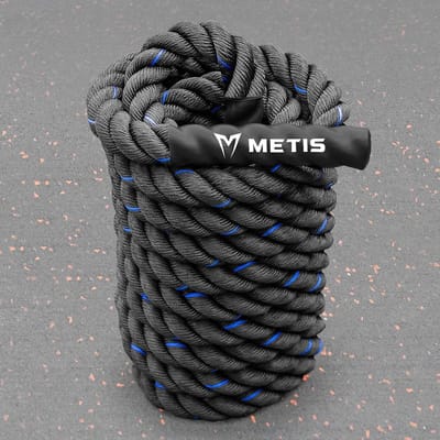 Gevechtstouwen - Fitness touw - Kracht opbouwen - Premium Poly Dacron - 15m x 50mm - Blauw/Zwart