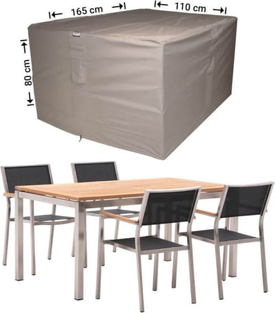 Raffles Covers Tuinsethoes - 165 x 110 H: 85 cm - RDS165110 - Waterdicht - Ademend - UV-bestendig - Elastisch rijgkoord - Beschermhoes tuinmeubelen - Hoes voor tafel en stoelen