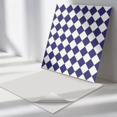 Wallfluent Vinyl Tegels - Ruitpatroon op De Achtergrond Zelfklevende PVC Tegels - 30 cm x 30 cm - Zwart Vinyl Tegels - 9 stuks - Vierkant PVC Tegels - Patroon Plaktegels - Vinyl Vloer Tegels - Plaktegels Keuken en Badkamer