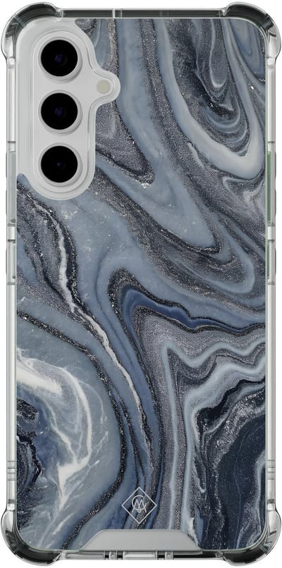 Casimoda® hoesje - Geschikt voor Samsung Galaxy A54 - Midnight Marble - Shockproof case - Extra sterk - TPU/polycarbonaat - Blauw, Transparant