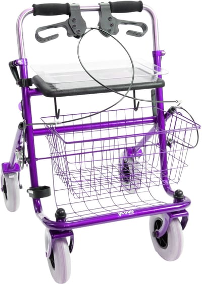 Rollator 43 cm zitbreedte - Premis Provo - Tot 120 kg - In hoogte verstelbaar - Duwbeugel - Dubbelzijdig geremd - Passieve rem - Paars