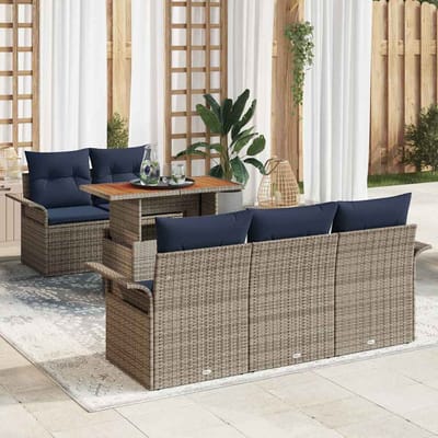 vidaXL - Tuinbank - Set - 6 - st - grijs - en - marineblauw