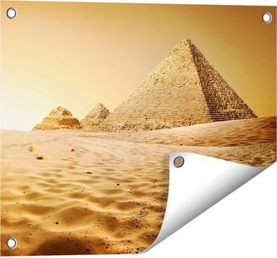 Gards Tuinposter Egyptische Piramides - Egypte - 50x40 cm - Tuindoek - Tuindecoratie - Wanddecoratie buiten - Tuinschilderij