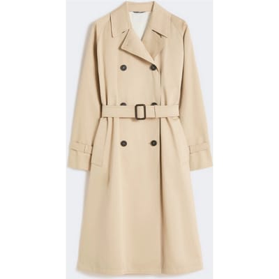loopgraaf in gabardine met print vrouw pruim