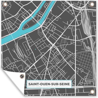 Tuin poster Frankrijk - Plattegrond - Kaart - Stadskaart - Saint-Ouen-sur-Seine - 200x200 cm - Tuindoek