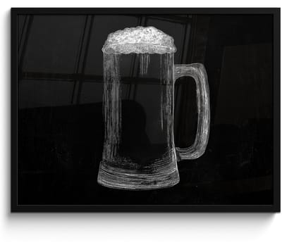 Poster in lijst - Fotolijst 80x60 cm - Posters - Bierpul - Schuim - Krijttekening - Posterlijst zwart - Decoratie - Wanddecoratie woonkamer - Muurdecoratie slaapkamer