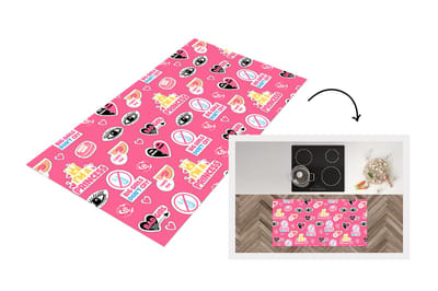 Keukenloper - Loper keuken - Meisjes - Roze - Prinses - Patroon - 120x60 cm - Keukenloper vinyl