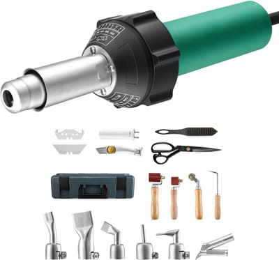 Heteluchtlasapparaat voor Kunststof, 1600 W Branderpistool, 50–600 °C Heteluchtpistool met 11 Accessoires – Gereedschapskist, Mondstuk, Rol, Messen voor Pp/Pe/PVC