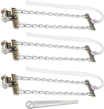 Tire Snow Chain - 3pcs Anti-slip Steel Chain - Snow Mud Car Security Tire Clip on Chain Replacement voor Auto Truck SUV (Large)