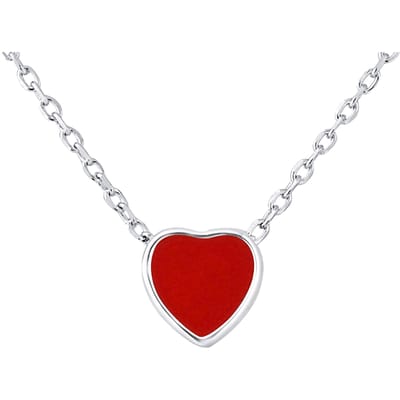 Zilveren rood hart ketting 925 - passie