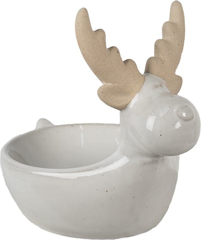 Clayre & Eef Decoratie schaal Rendier 17x12x15 cm Beige Porselein